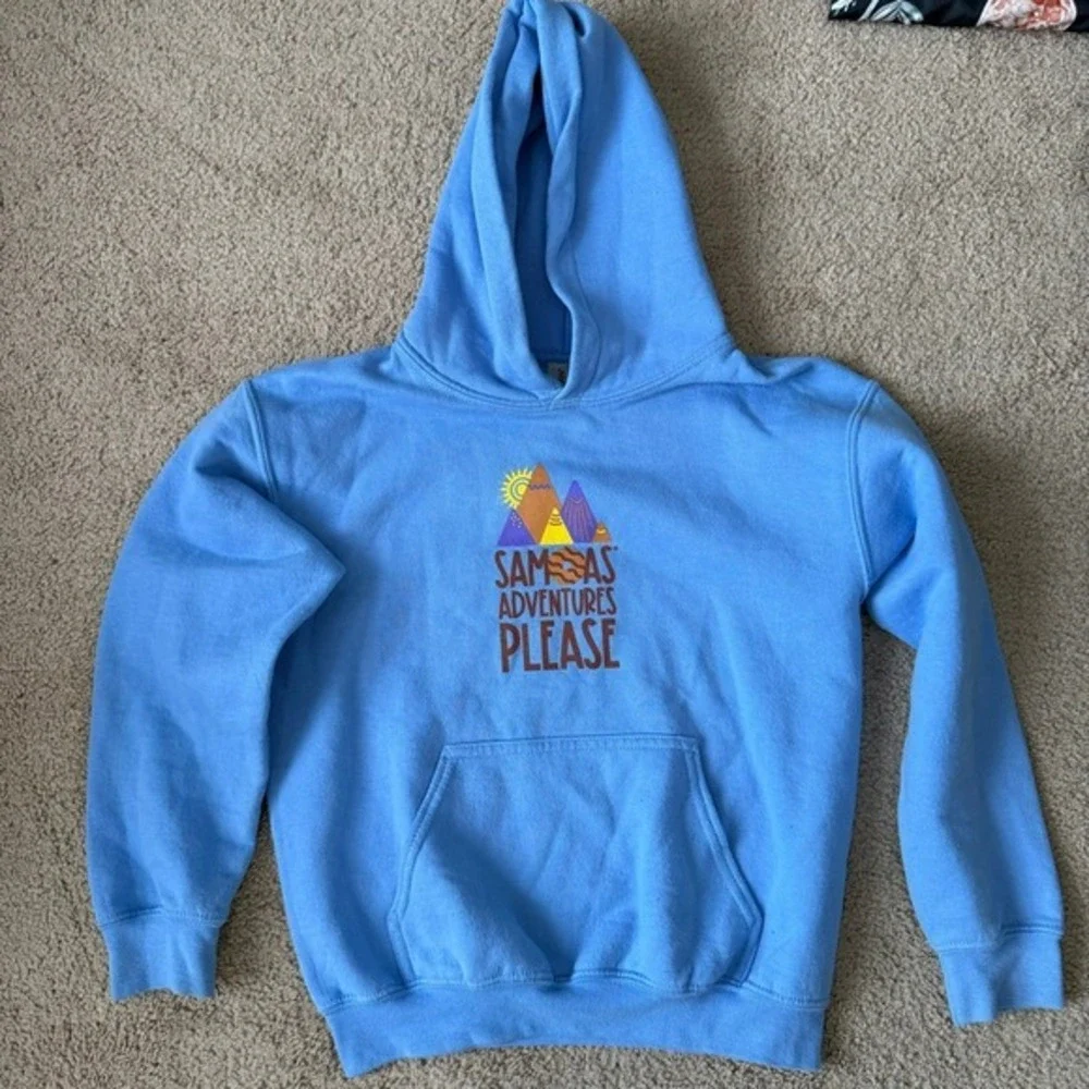 KIDS SMALL Girls Small Girl Scout Cookie‎ Samoas Hoodie Blue Fundraiser
